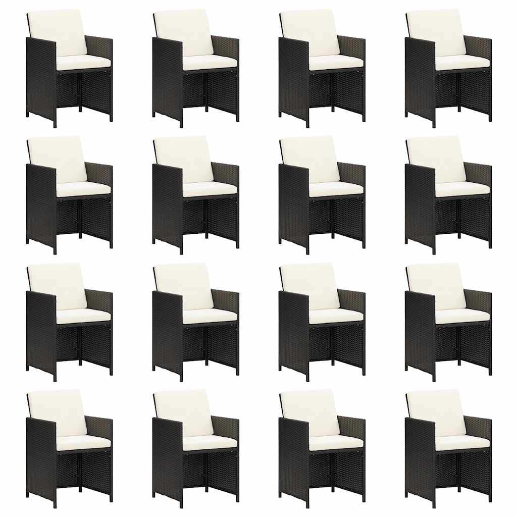 21 Pcs conjunto jantar p/ jardim c/ almofadões vime PE preto