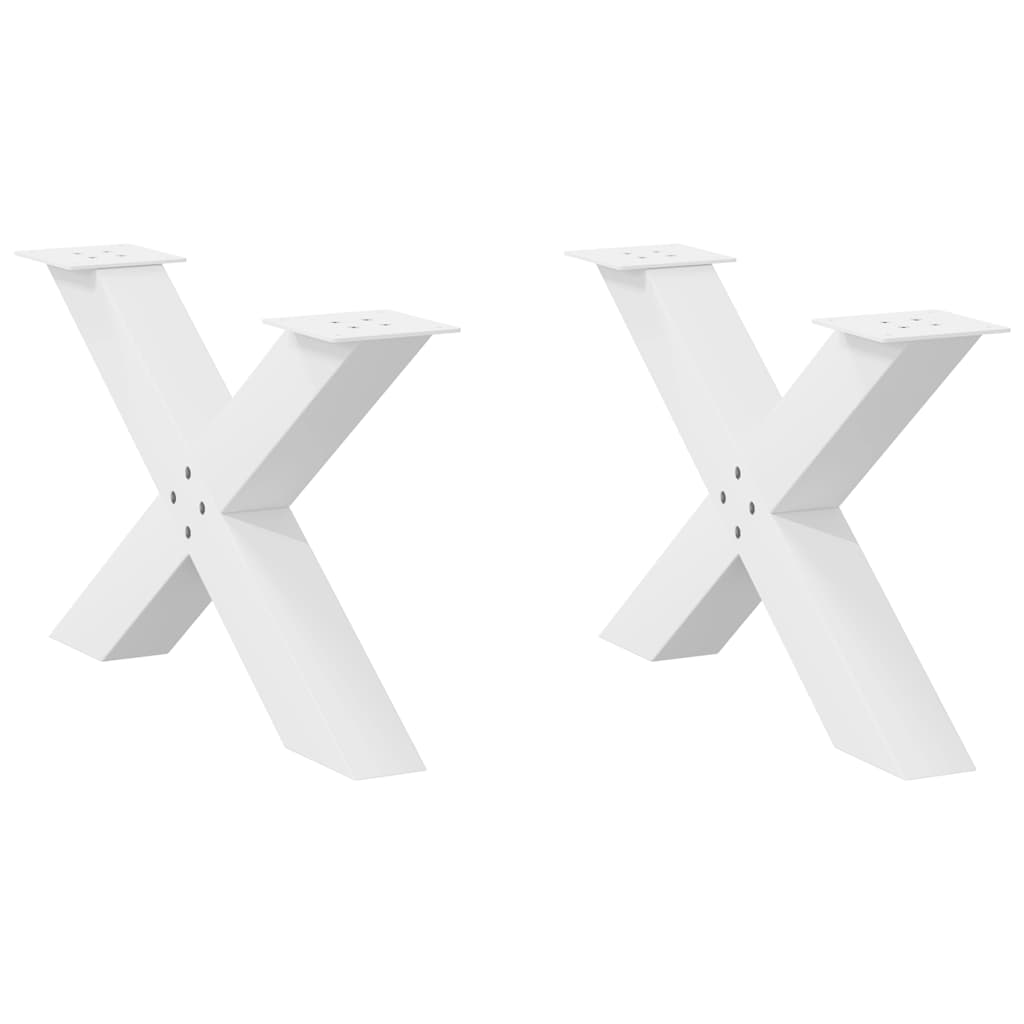 Pés para mesa de centro em formato de x, 2 peças, branco, 70x (42-43) cm, aço