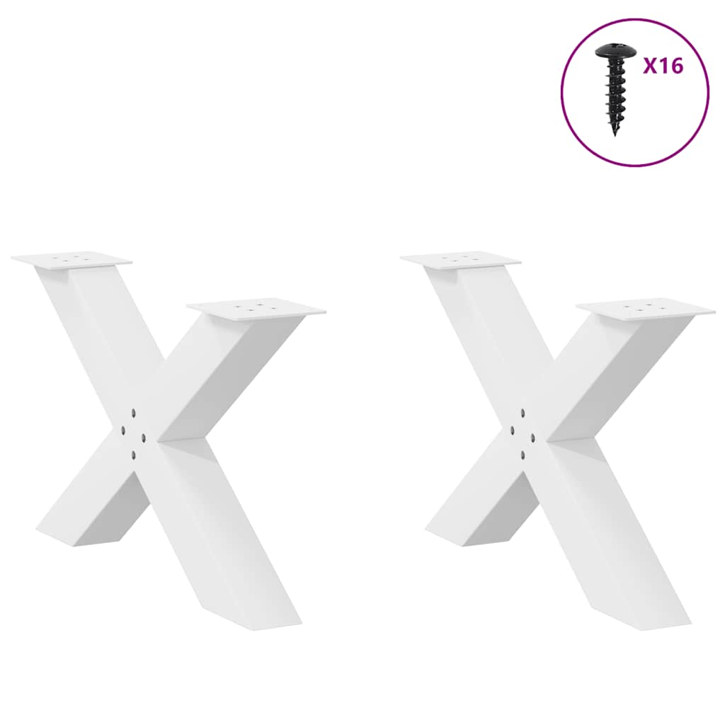 Pés para mesa de centro em formato de x, 2 peças, branco, 70x (42-43) cm, aço