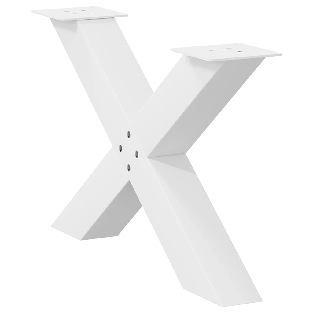 Pés para mesa de centro em formato de x, 2 peças, branco, 70x (42-43) cm, aço