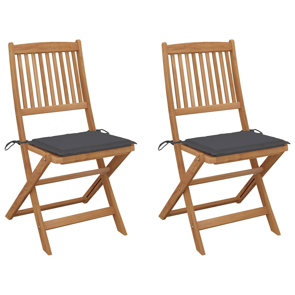 Cadeiras de jardim dobráveis c/ almofadões 2 pcs acácia maciça