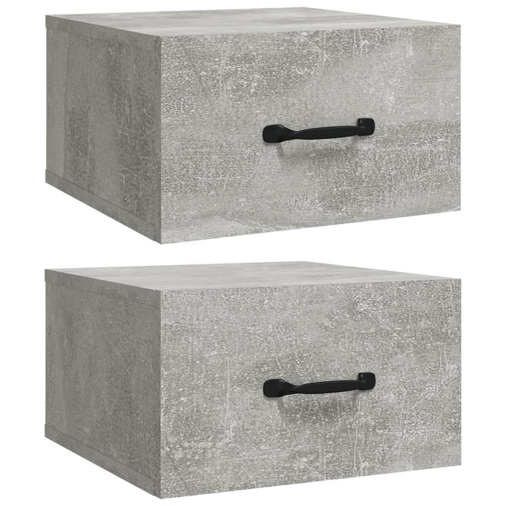 Mesas de cabeceira parede 2 pcs 35x35x20 cm cinzento cimento