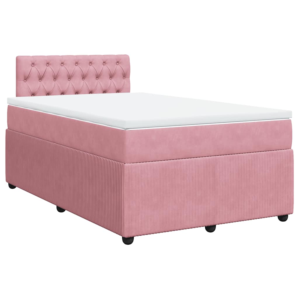 Cama boxspring com colchão 120x190 cm veludo rosa