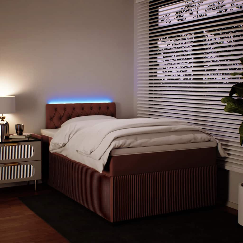 Cama boxspring com colchão 120x190 cm veludo rosa