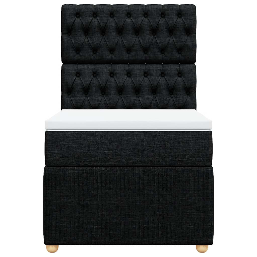 Cama com molas/colchão 100x200 cm tecido preto
