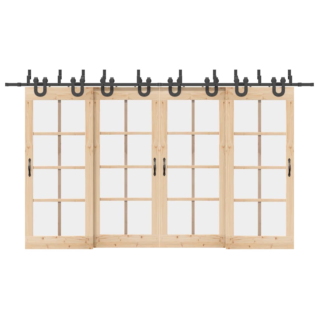 Kit de ferragens para porta deslizante 400 cm aço preto