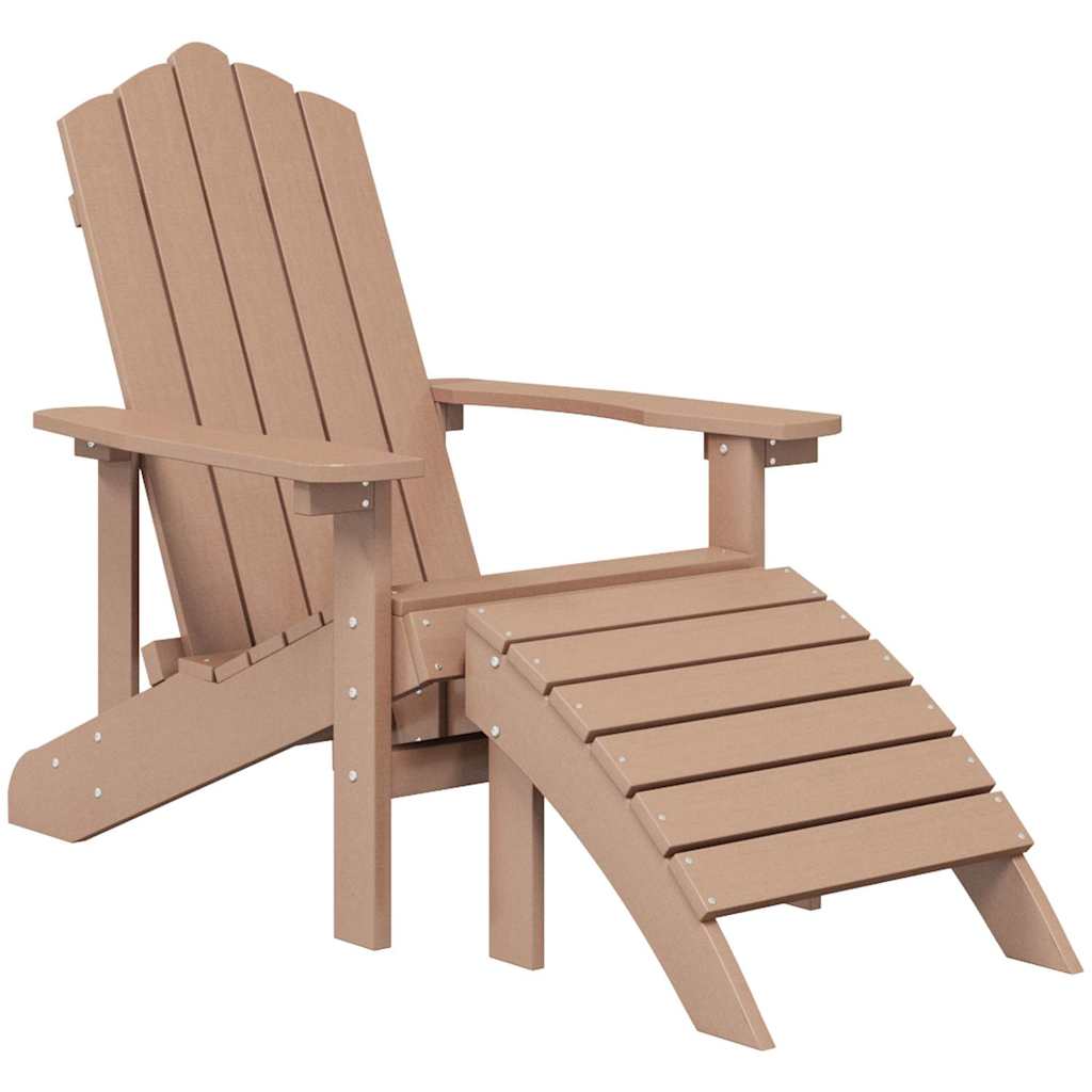 Cadeiras jardim adirondack c/ apoio de pés 2 pcs pead castanho