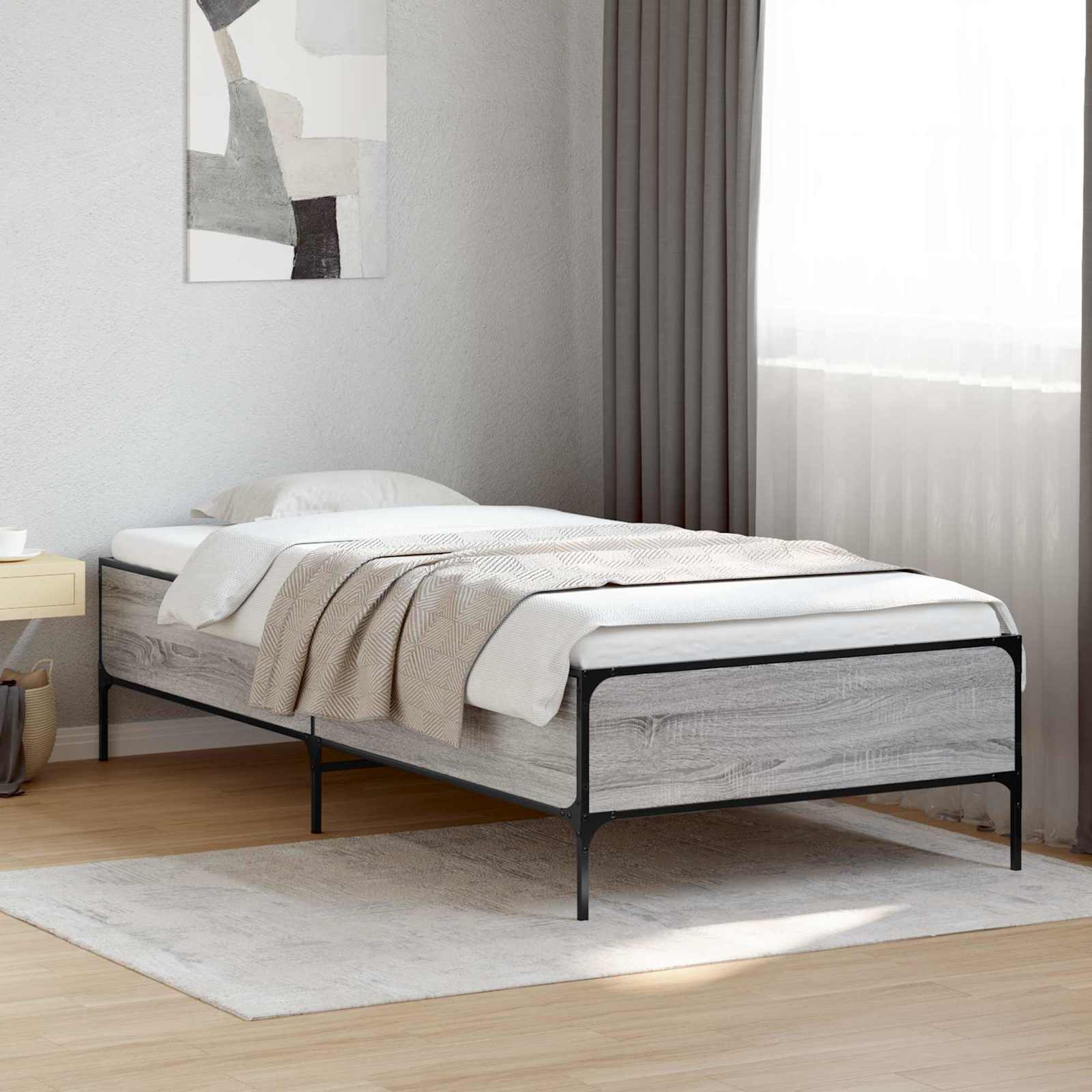 Estrutura da cama sonoma cinzento 80 x 200 cm
