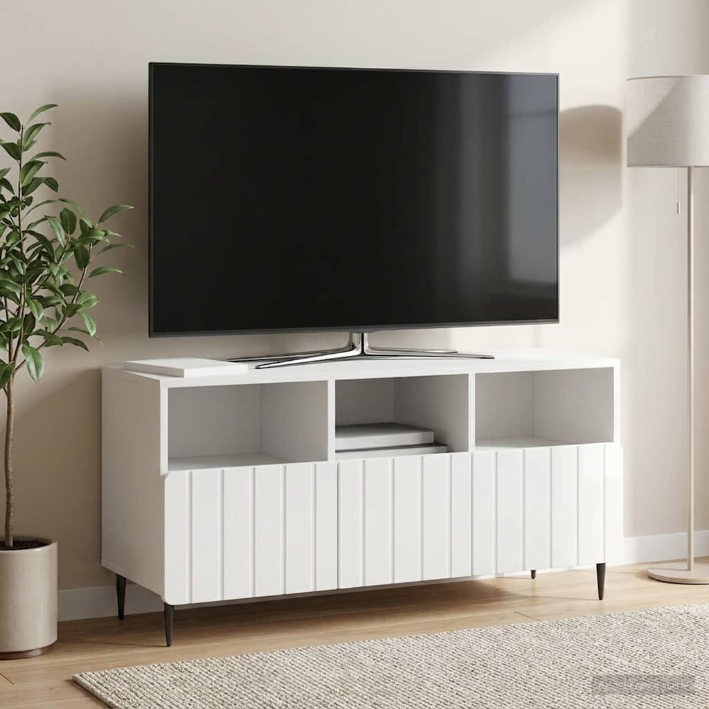 Gabinete para TV com gaveta branco brilhante 102 x 34,5 x 50 cm