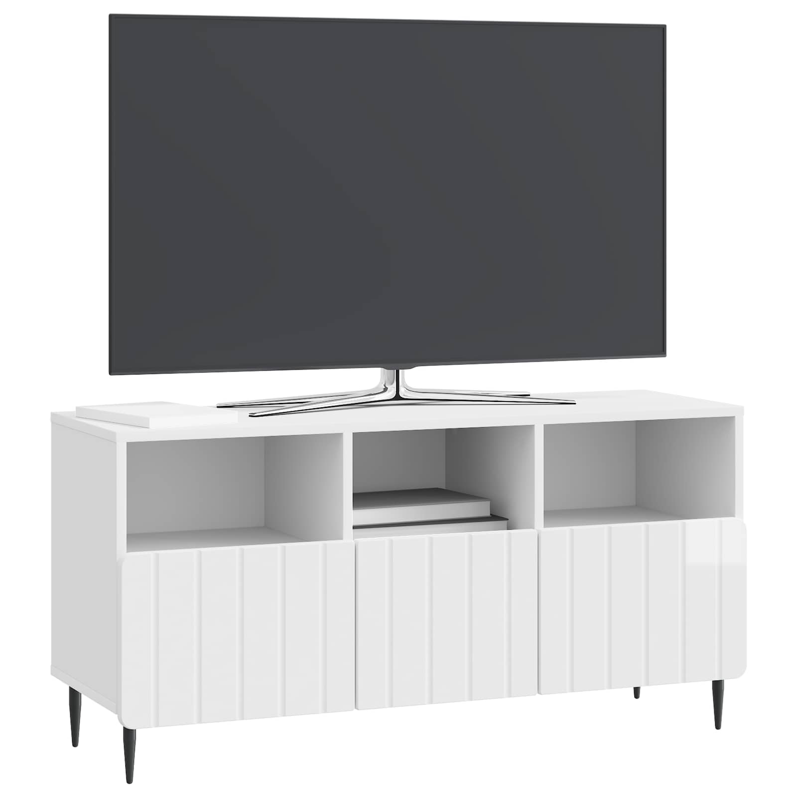 Gabinete para TV com gaveta branco brilhante 102 x 34,5 x 50 cm