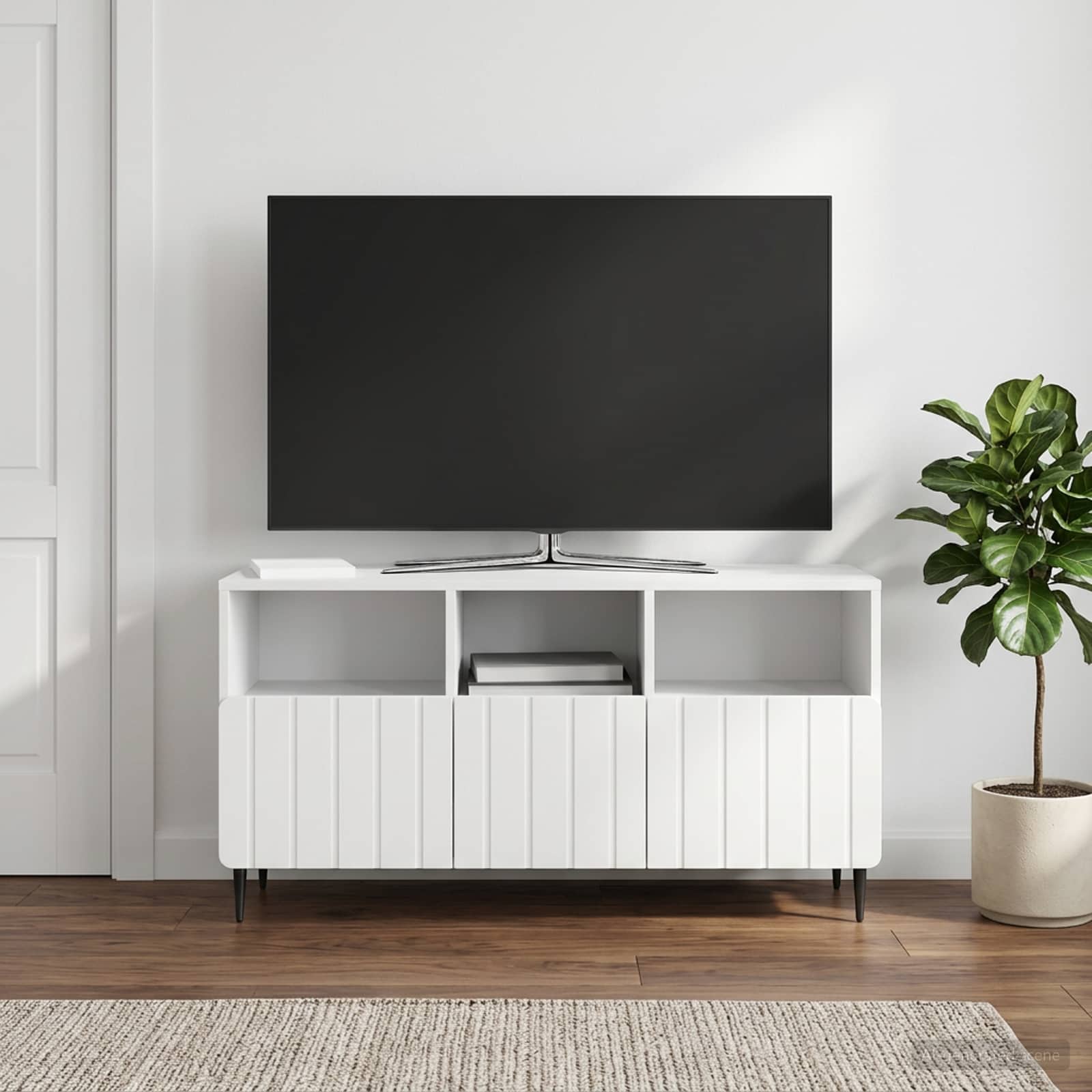 Gabinete para TV com gaveta branco brilhante 102 x 34,5 x 50 cm