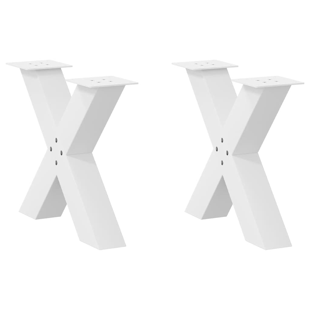 Pés para mesa de centro em formato de x, 2 peças, branco, 50x (42-43) cm, aço