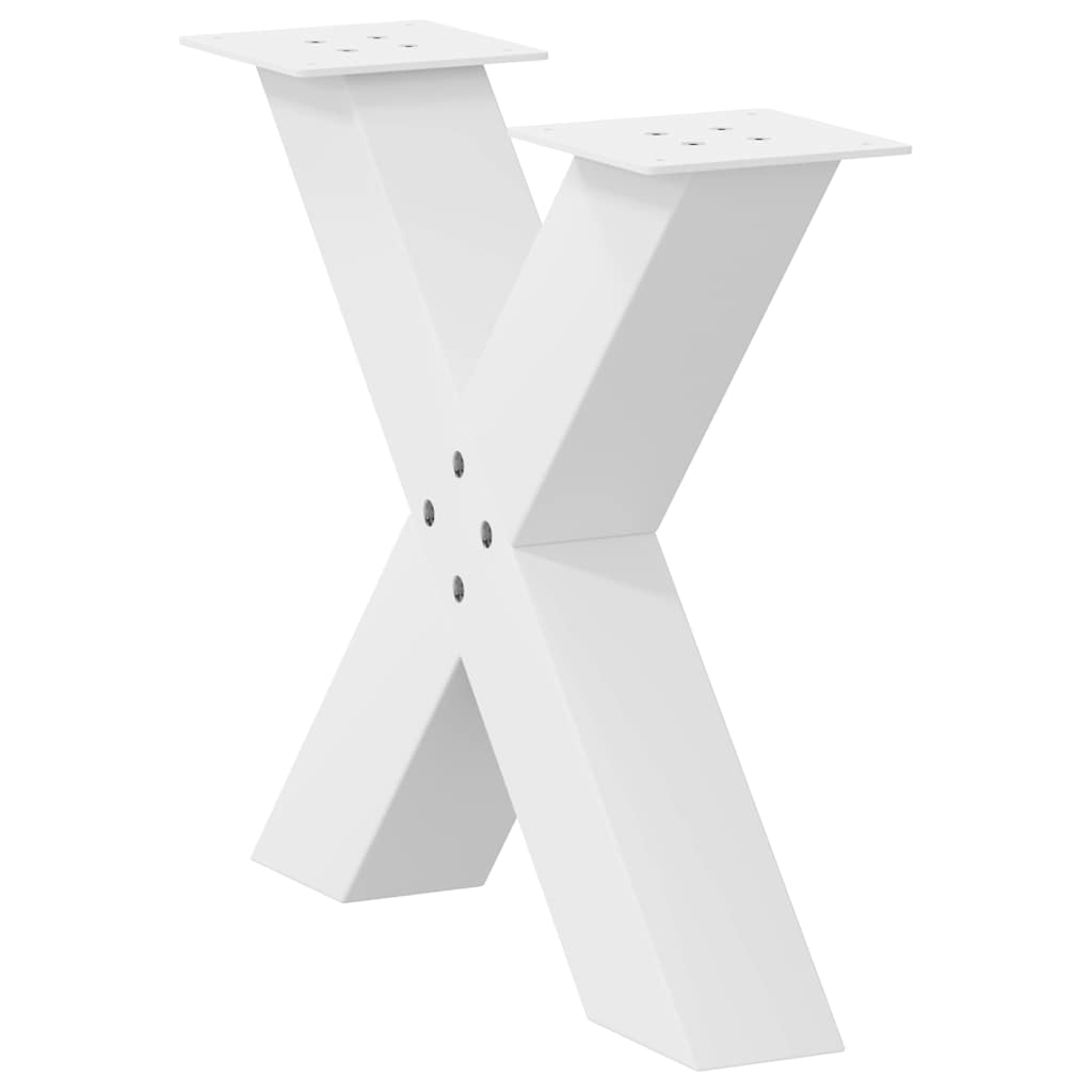 Pés para mesa de centro em formato de x, 2 peças, branco, 50x (42-43) cm, aço