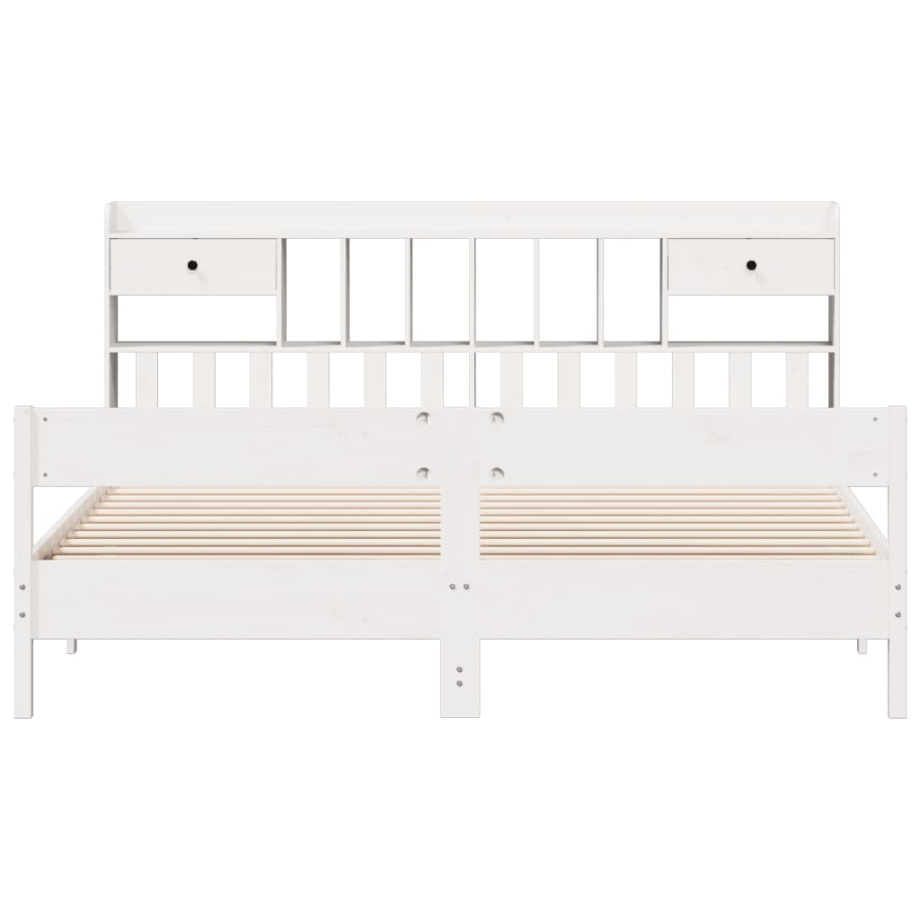 Cama com estante sem colchão 180x200 cm pinho maciço branco