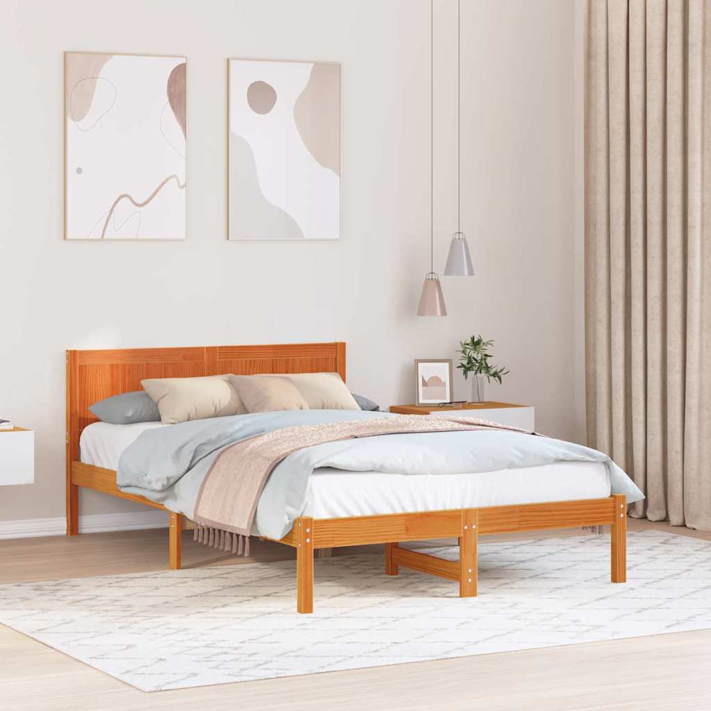 Estrutura da cama castanho 120 x 200 cm madeira de pinho maciça