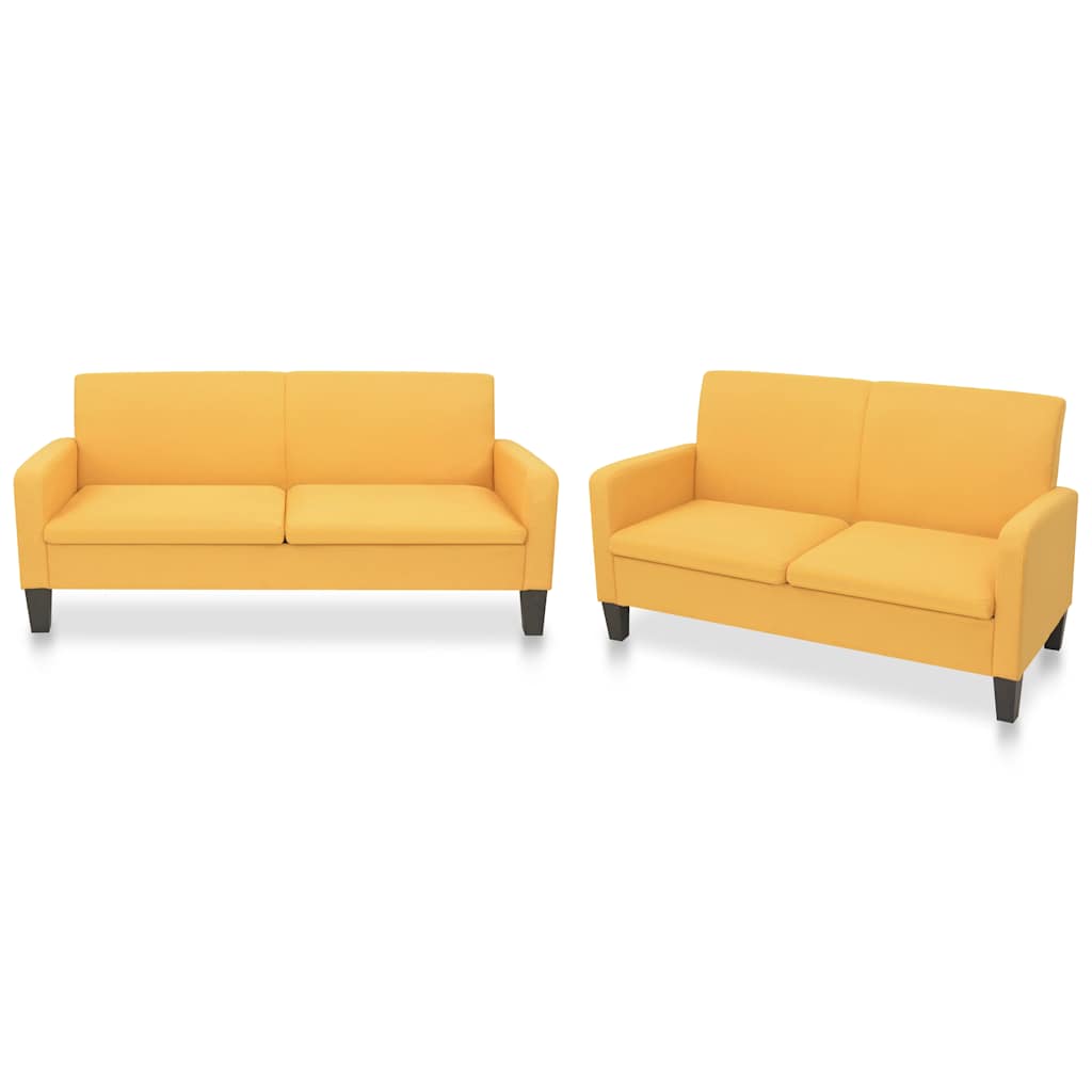 Conjunto de sofás 2 pcs tecido amarelo