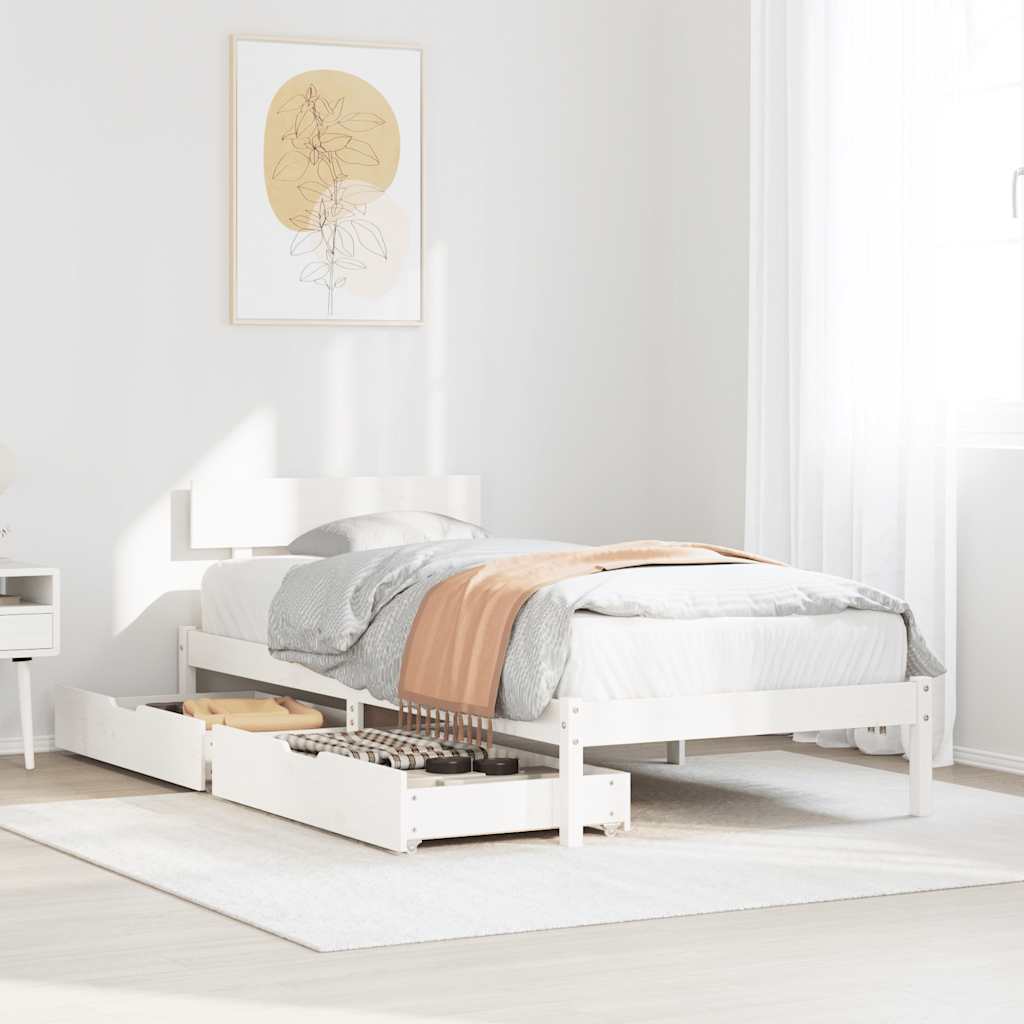 Cama sem colchão 100x200 cm madeira de pinho maciça branco