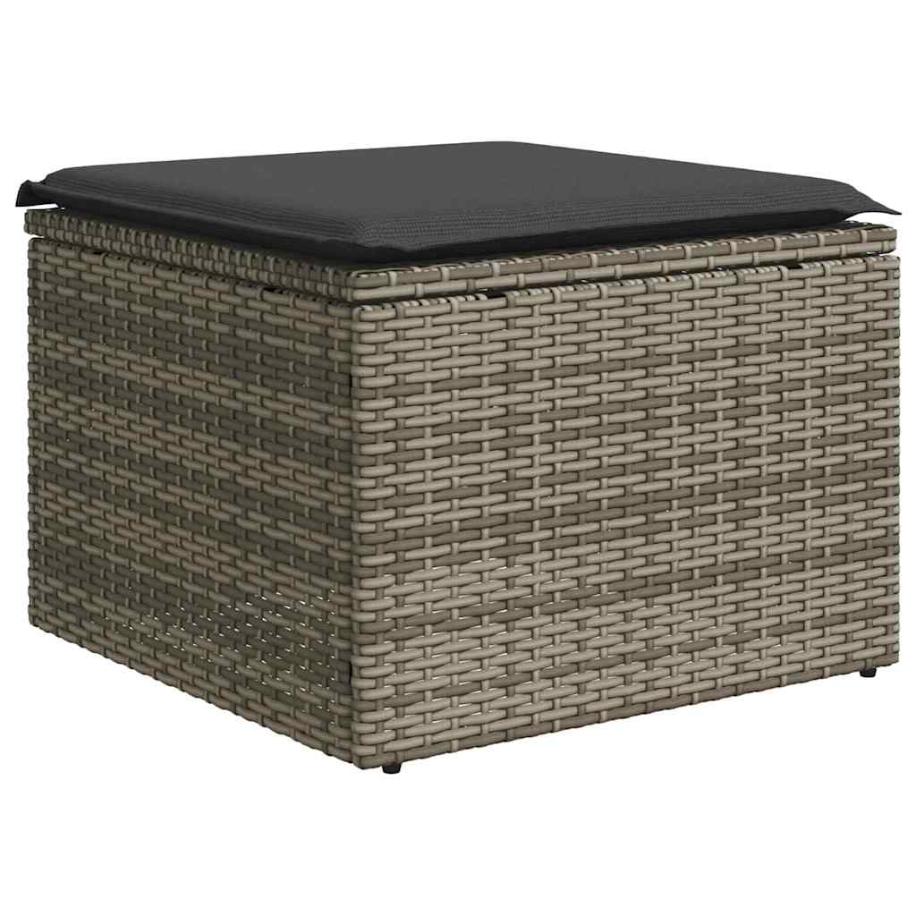 2 Pcs conjunto sofás jardim almofadões vime PE/acácia cinzento