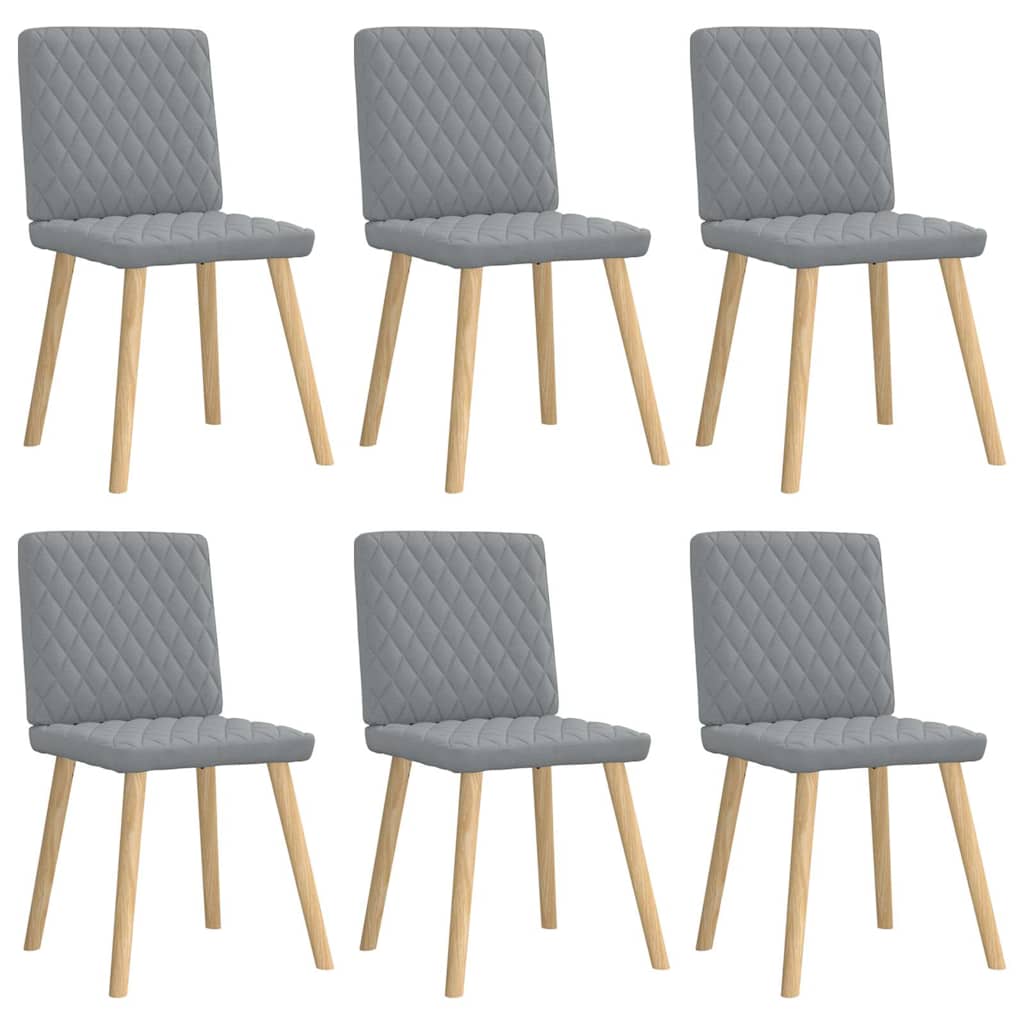 Cadeiras de jantar 6 pcs tecido cinzento-claro