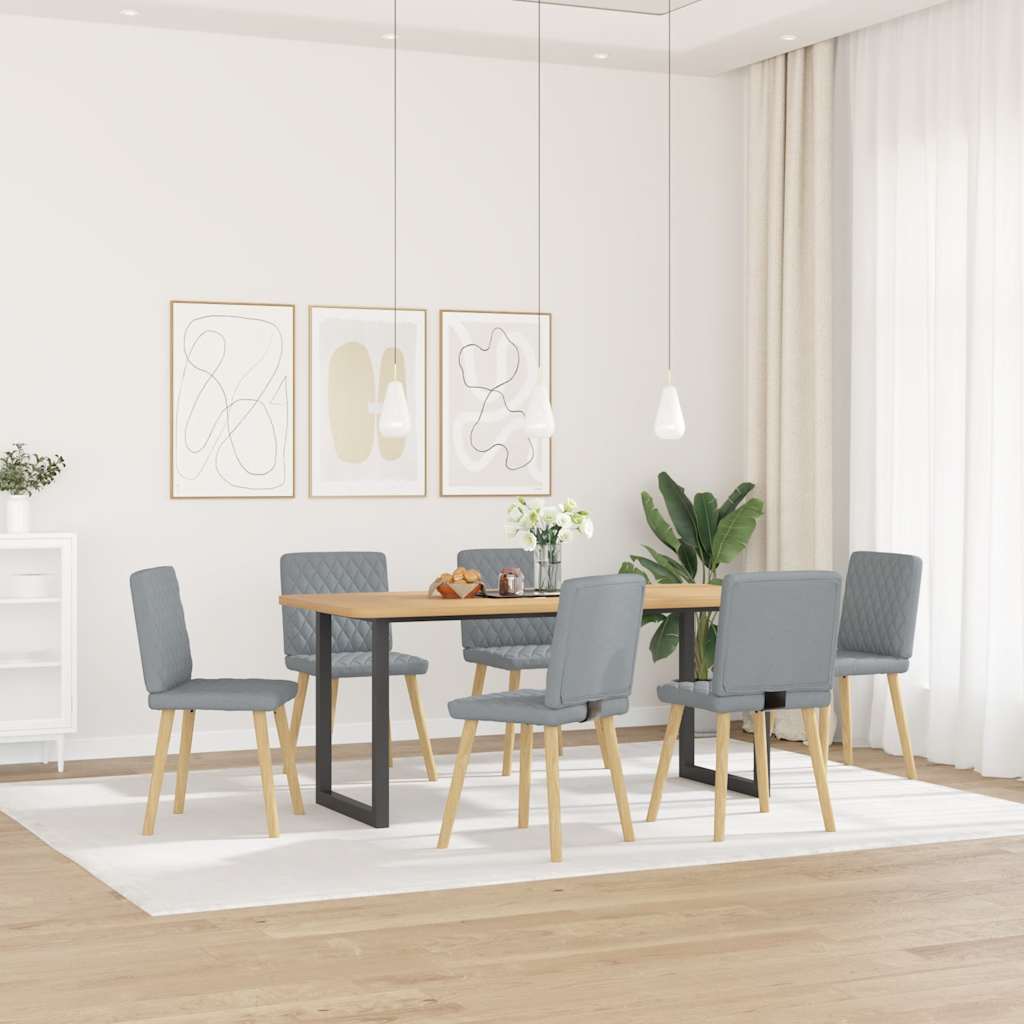 Cadeiras de jantar 6 pcs tecido cinzento-claro
