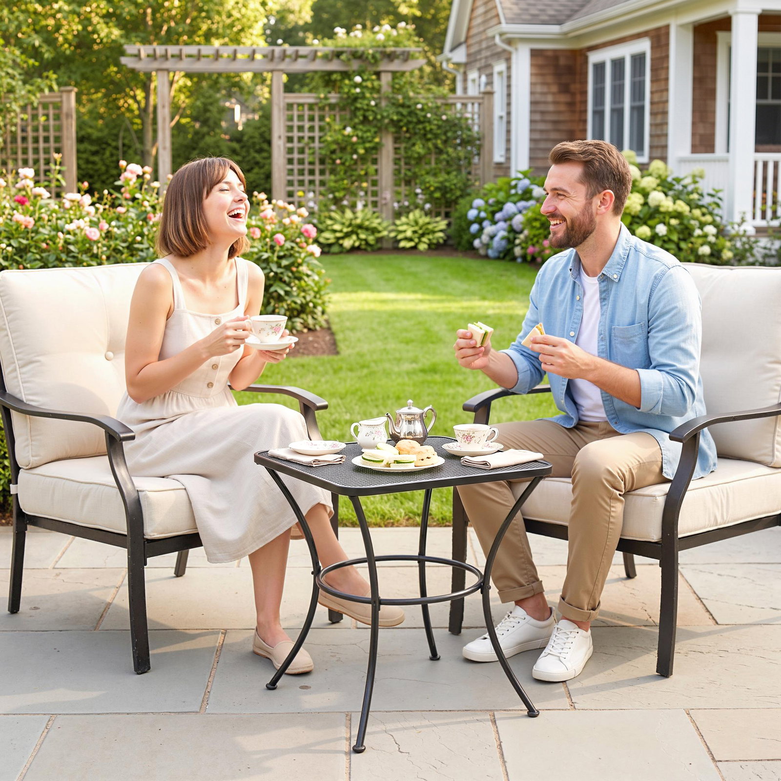 Mesa auxiliar quadrada mesa de jardim exterior com estrutura de metal para pátio terraço varanda 45x45x50 cm preto