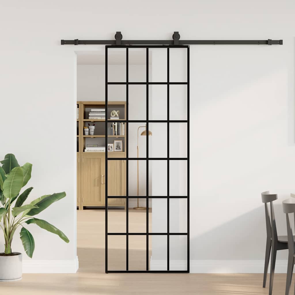 Porta deslizante c/ conj. ferragens 76x205cm vidro esg preto