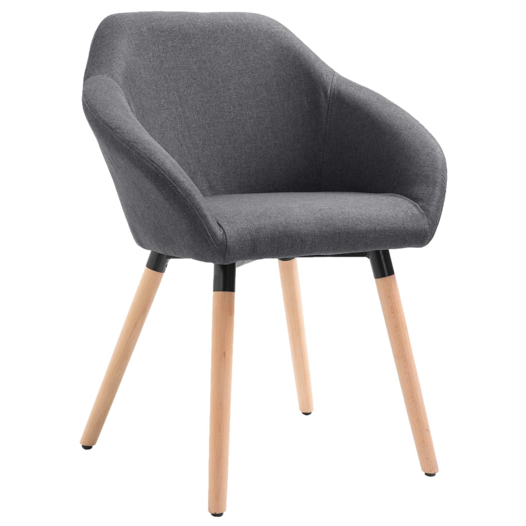 Cadeiras de jantar 4 pcs tecido cinzento-escuro