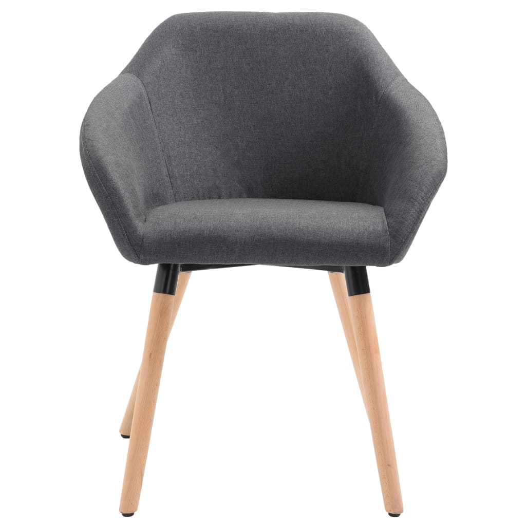 Cadeiras de jantar 4 pcs tecido cinzento-escuro