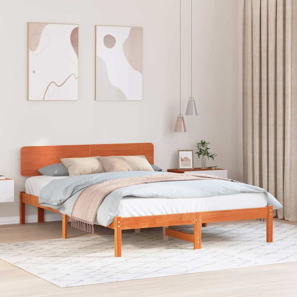 Estrutura da cama com cabeceira marrom cera 200 x 200 cm