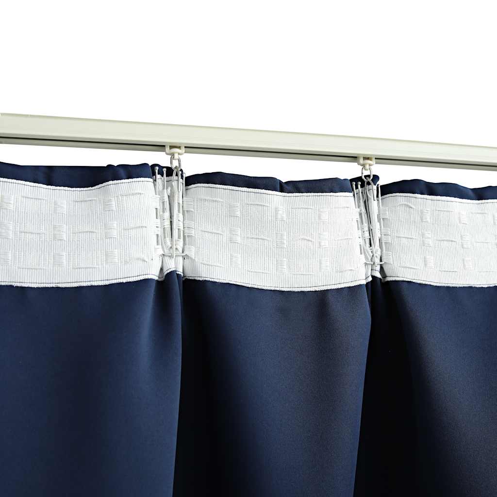 Cortinas blackout com ganchos 2 pcs 140x225 cm azul