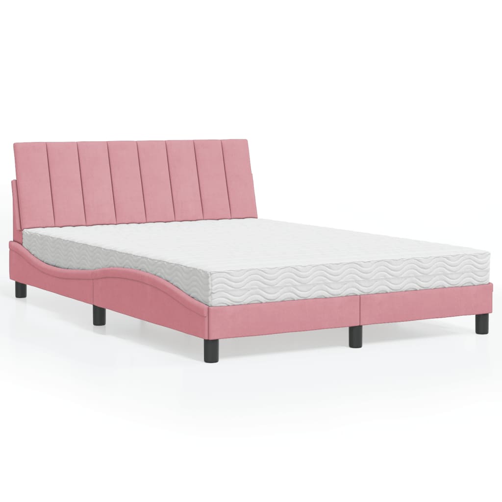 Cama com colchão hanko 140x200 cm veludo rosa