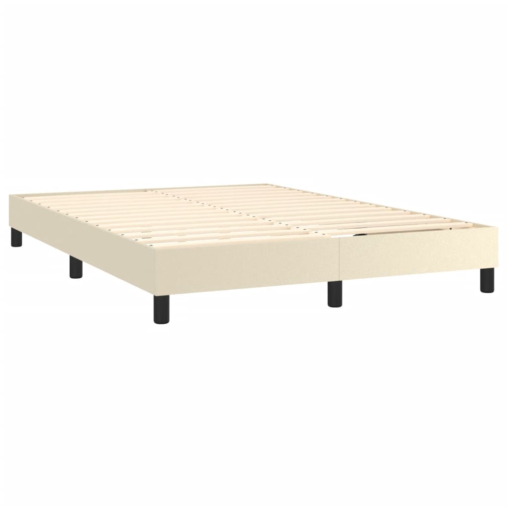 Cama com molas/colchão 140x200 cm couro artificial cor creme