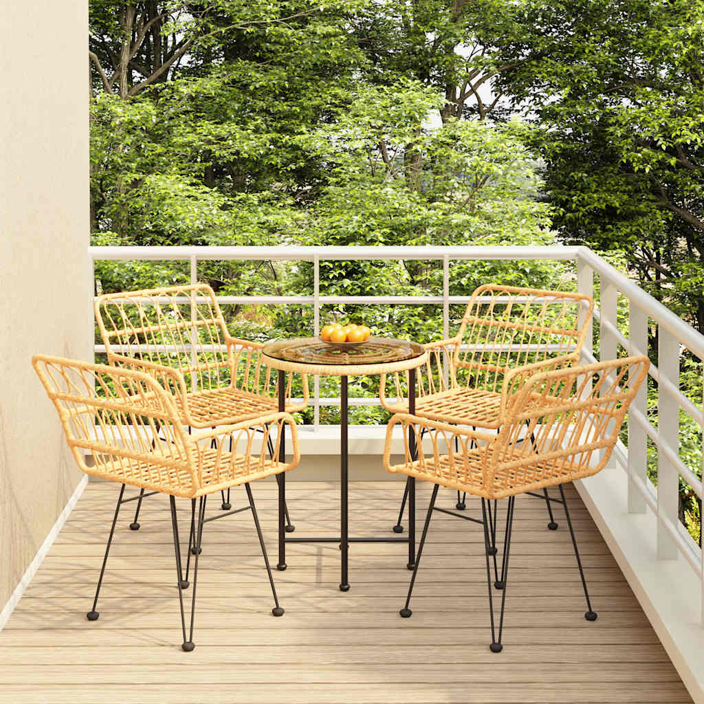5 Pcs conjunto de jantar p/ jardim vime PE