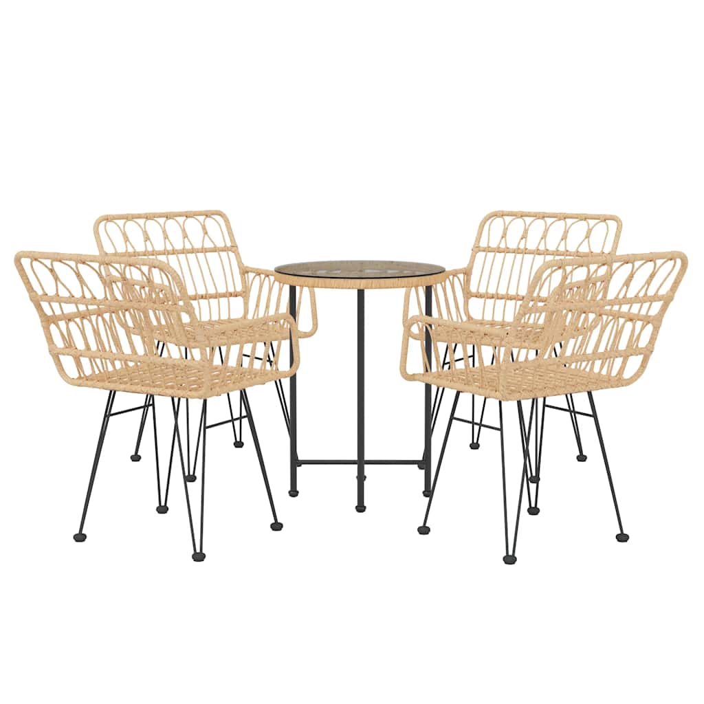 5 Pcs conjunto de jantar p/ jardim vime PE