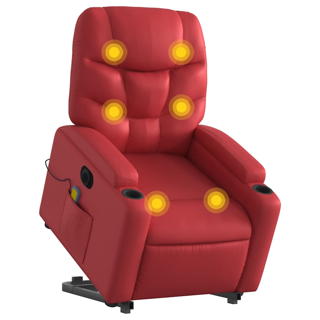 Poltrona reclinável elevatória elétrica couro artif. vermelho