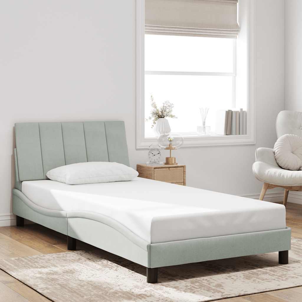 Estrutura de cama sem colchão hanko 100x200 cm veludo cinzento-claro