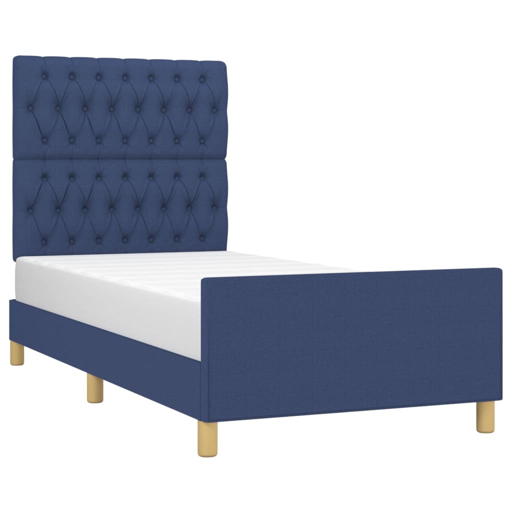 Estrutura de cama sem colchão 90x190 cm tecido azul