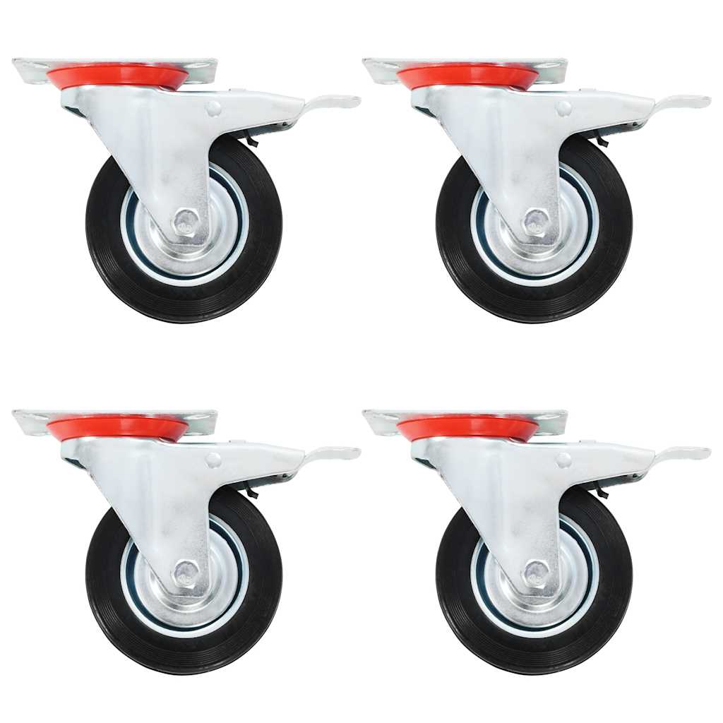 Rodas giratórias com travões duplos 4 pcs 100 mm