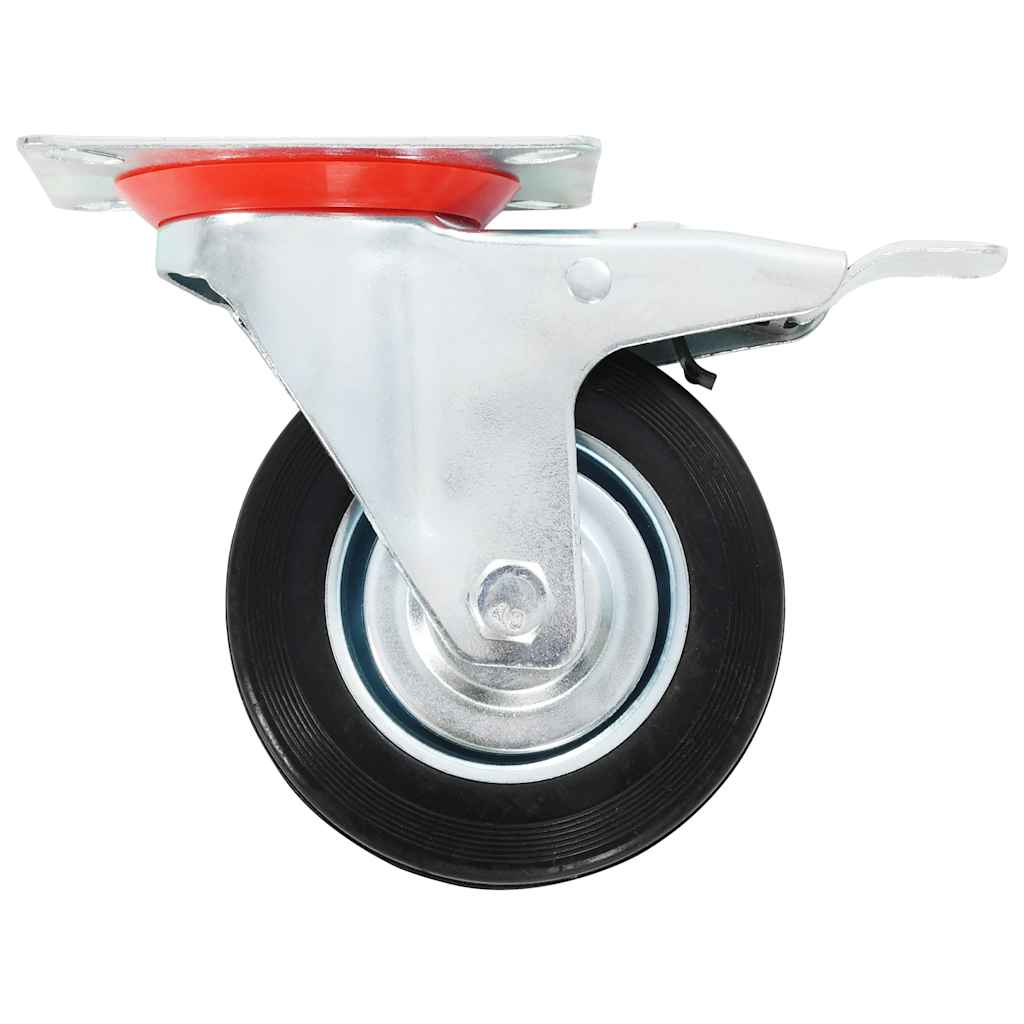 Rodas giratórias com travões duplos 4 pcs 100 mm