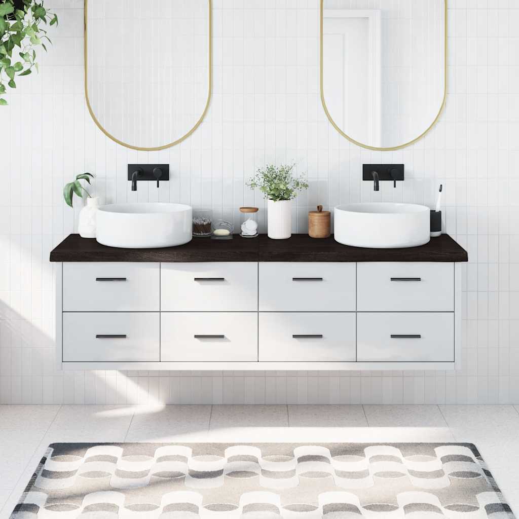 Bancada p/ wc 180x60x(2-6)cm madeira tratada maciça castanho