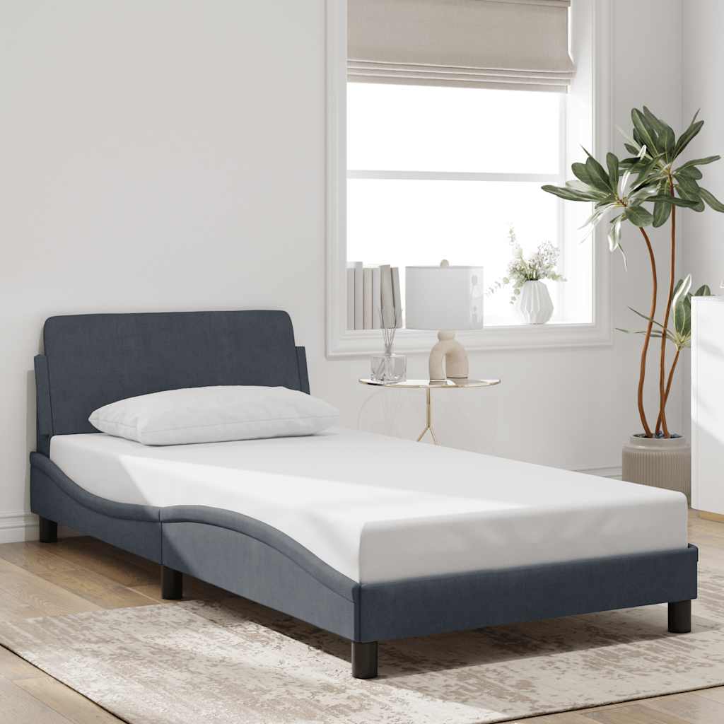 Estrutura de cama dover 100x190 cm veludo cinza-escuro