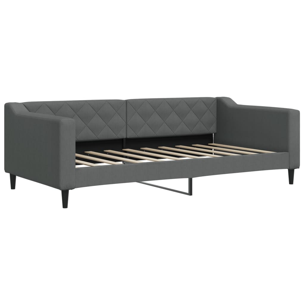 Sofá-cama com colchão 90x190 cm tecido cinzento-escuro