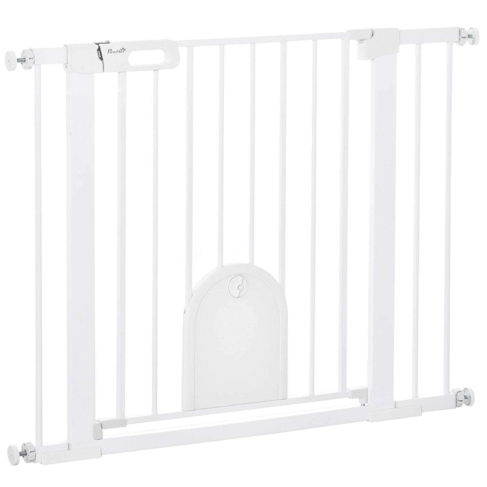 Barreira de Segurança de Cães Animais de Estimação para Escadas e Portas 75-103cm com 2 Extensões Fechamento Automático e Sistem