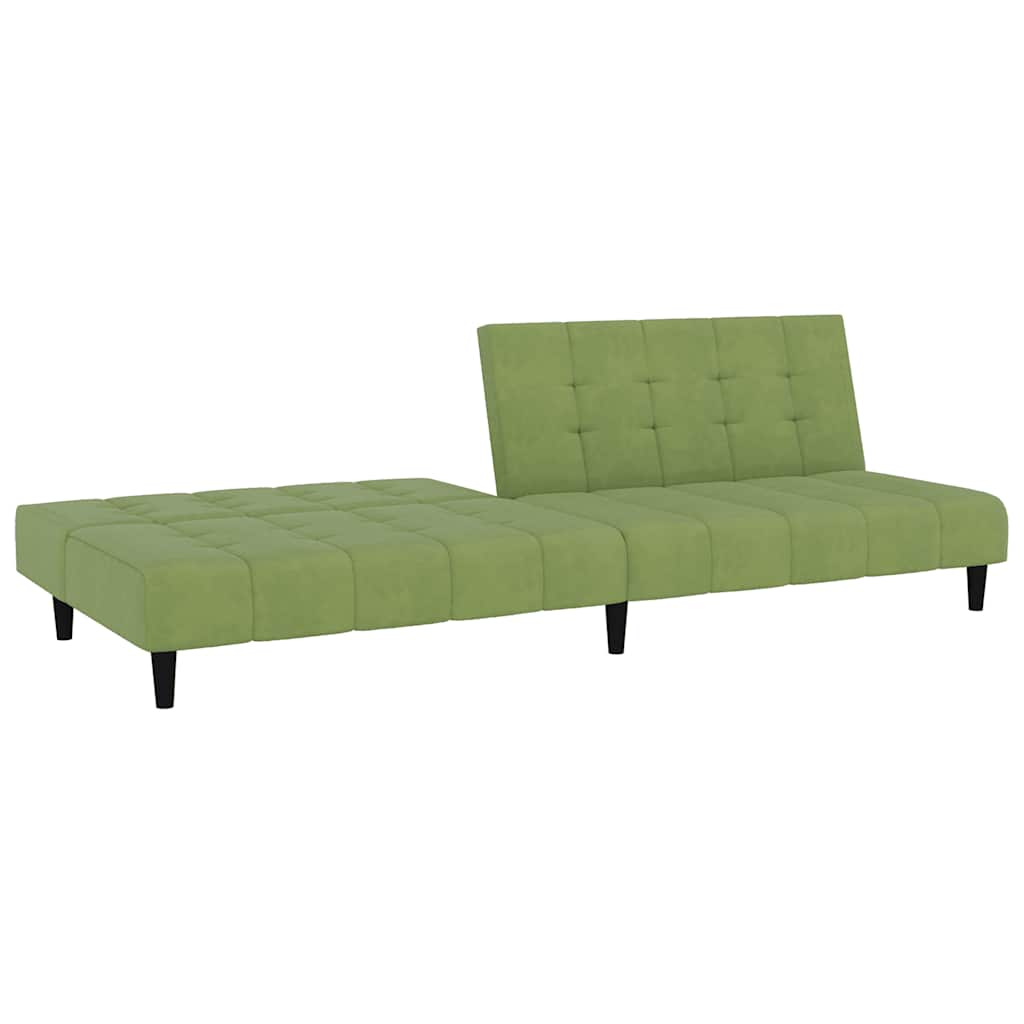 Sofá-cama de 2 lugares veludo verde-claro