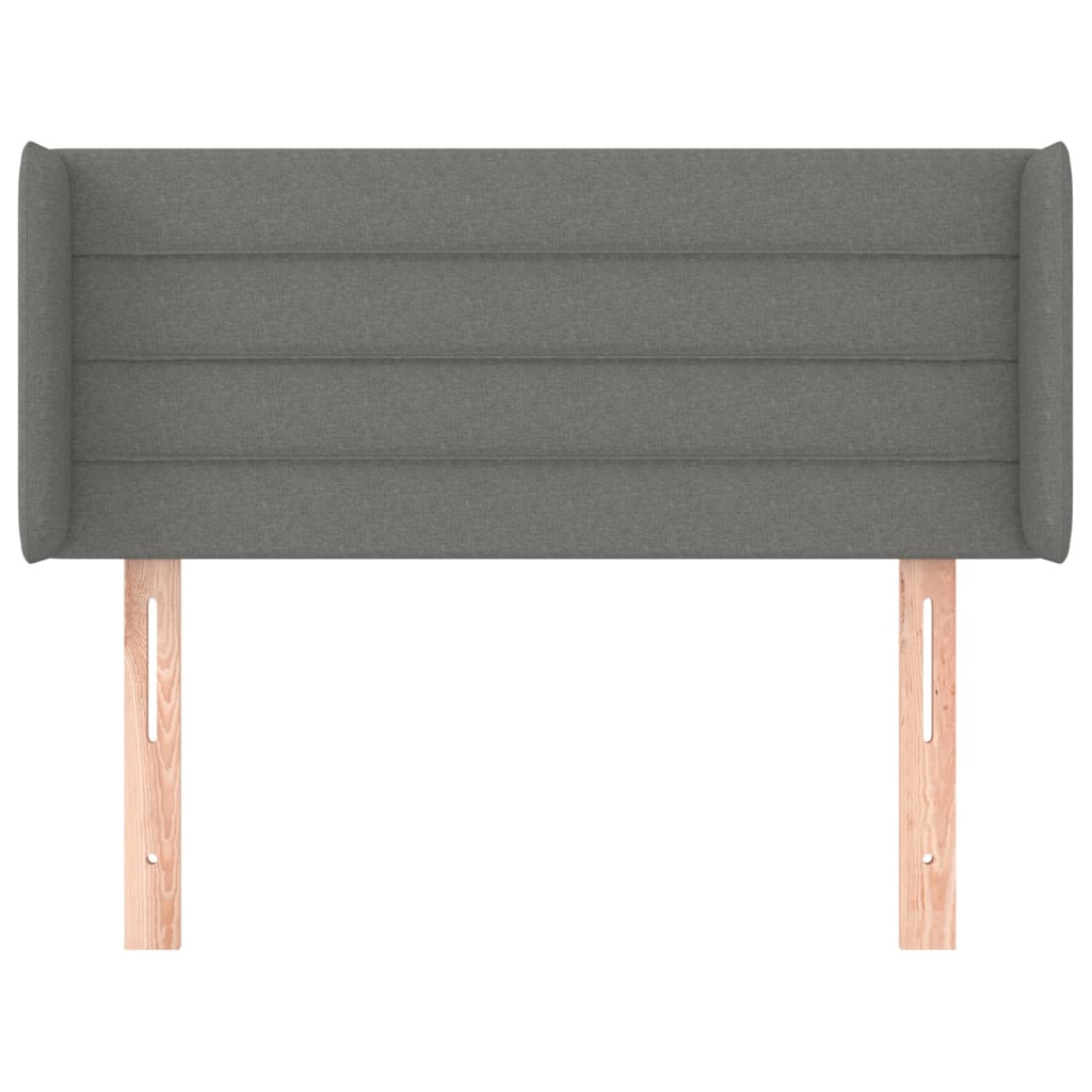 Cabeceira de cama c/ abas tecido 83x16x78/88 cm cinzento-escuro