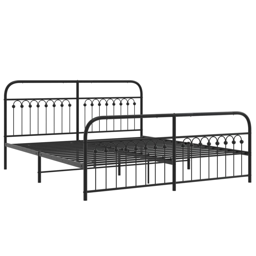 Estrutura de cama com cabeceira e pés 183x213 cm metal preto