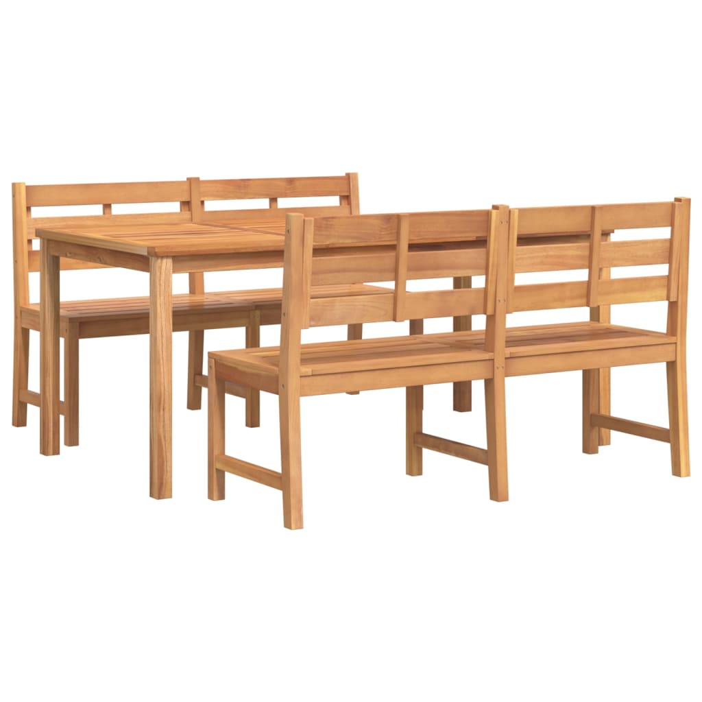 3 Pcs conjunto de jantar para jardim madeira de teca maciça