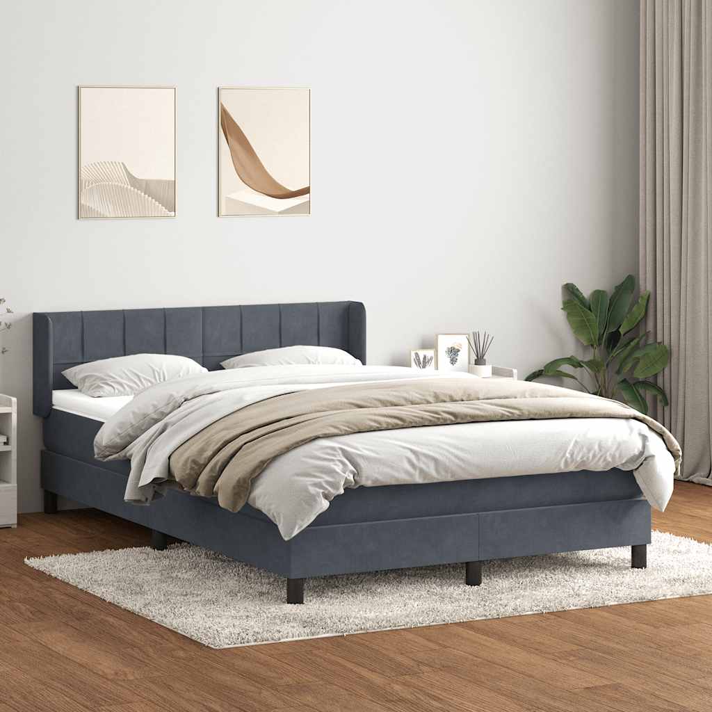 Cama com molas/colchão 160x210 cm veludo cinzento-escuro
