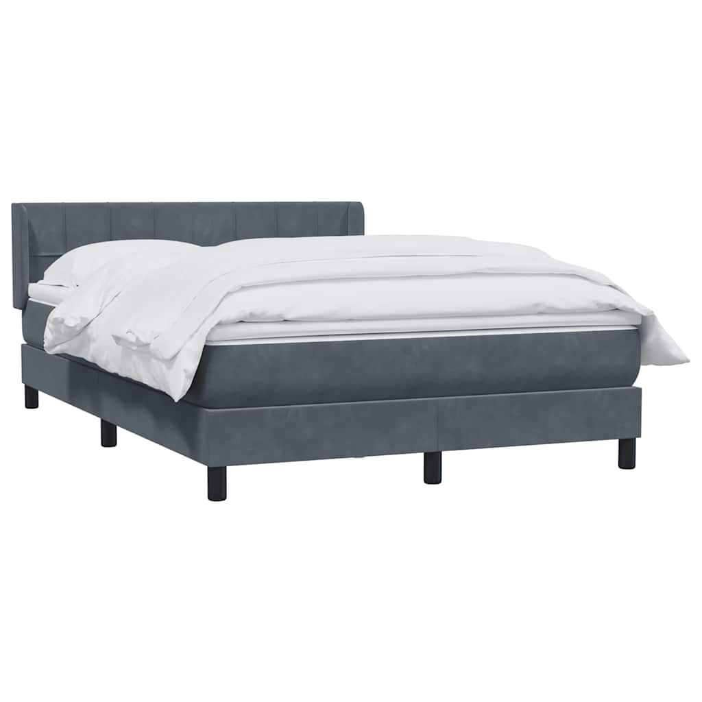 Cama com molas/colchão 160x210 cm veludo cinzento-escuro