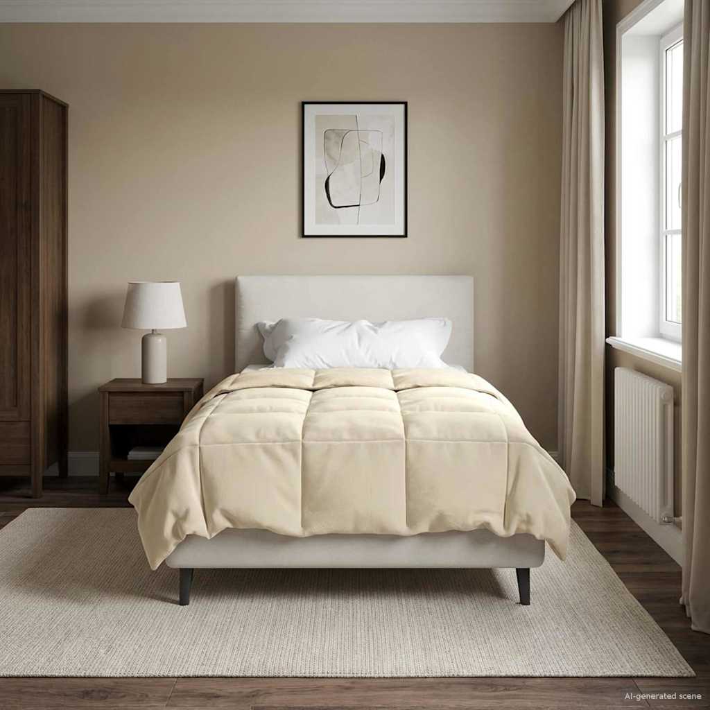 Duvet de ano inteiro colchonete creme 140 x 220 cm microfibra
